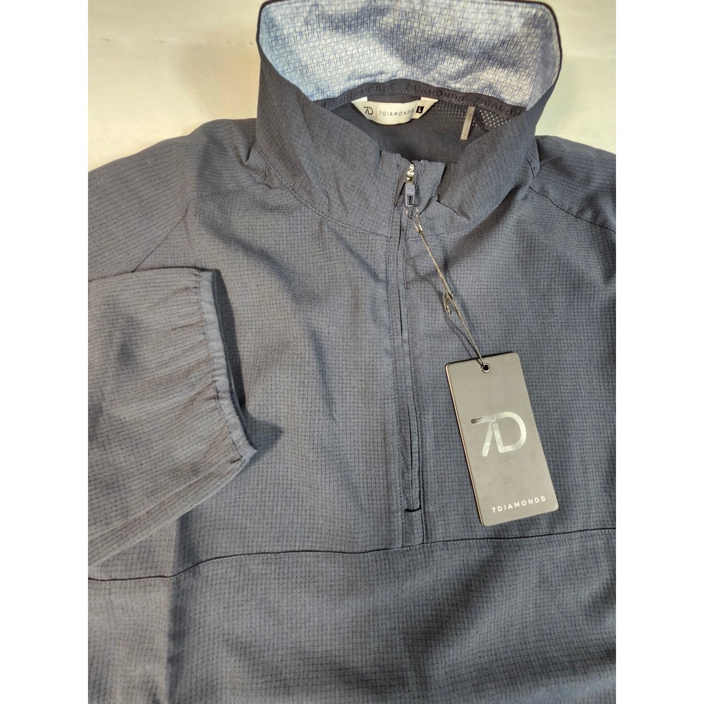 7Diamonds Oxygenate Quarter Zip Pullover Mens Large Navy Blue SPV-1026‎ NWT